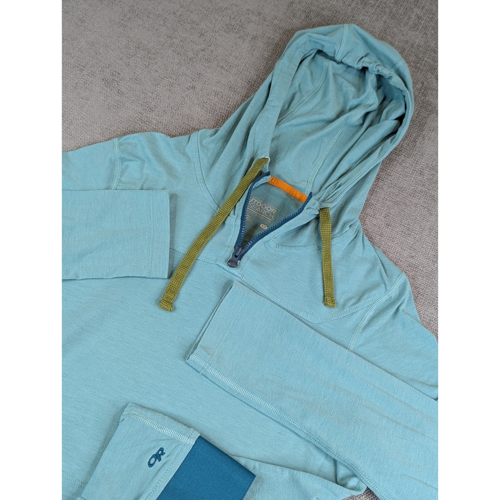 Outdoor Research Sweater Womens S Teal Red Rock Hoody Quarter Zip Pullover